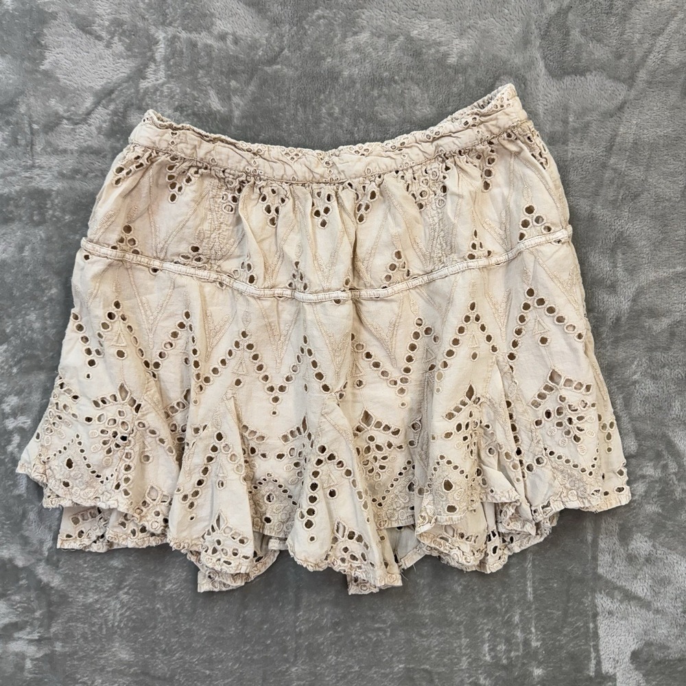 Free People Mini Skort Serenity Eyelet Cream Boho Size Small